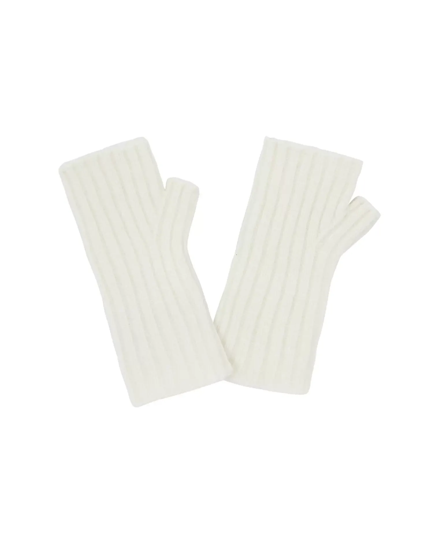 Kujten Gloves & Mittens>Flat Rib Cashmere Mittens, 2-Threads Blanc