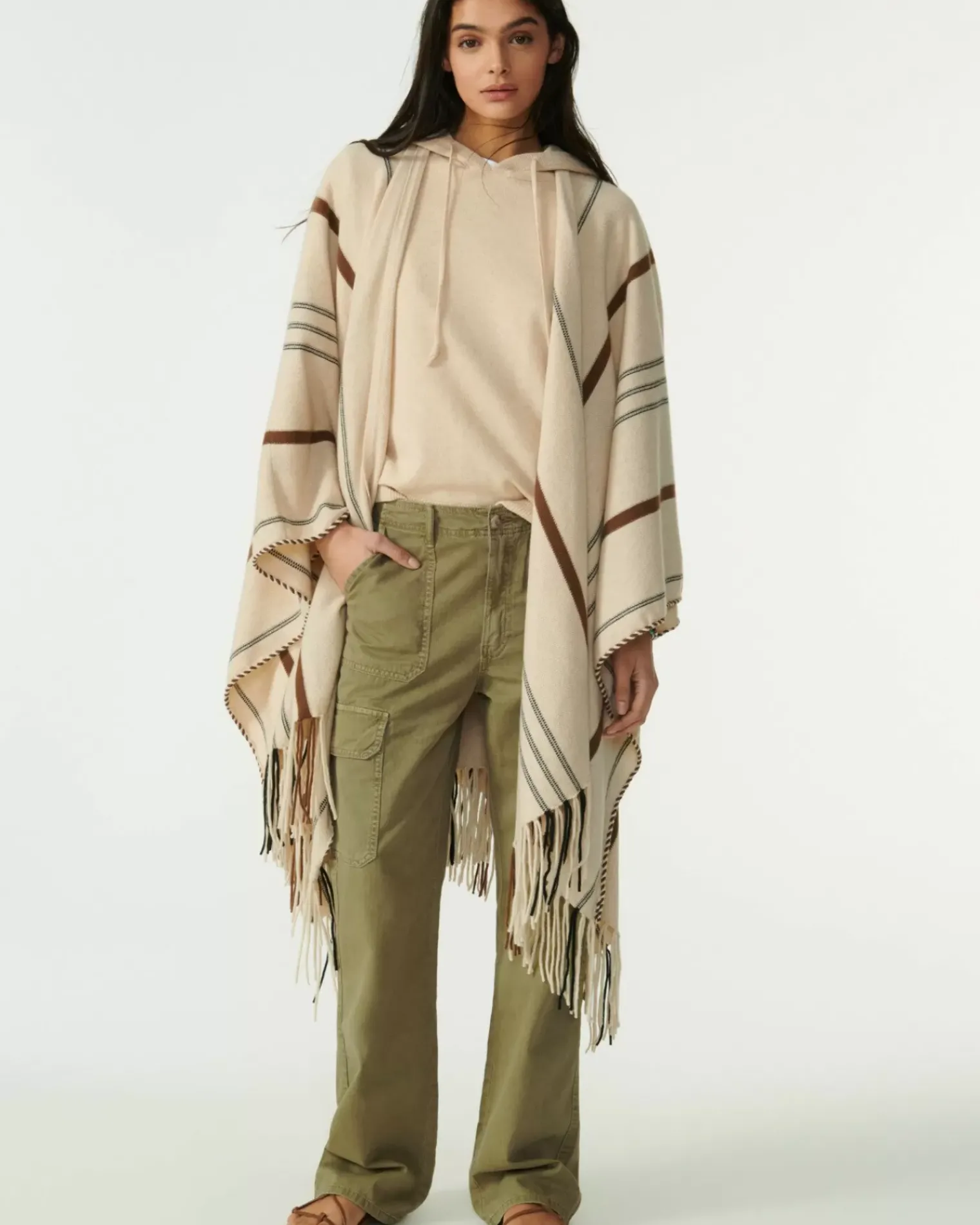 Kujten Capes & Ponchos>Fringed Cashmere Cape Organique