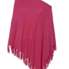 Kujten Capes & Ponchos>Fringed Cashmere Poncho Rose Fushia