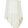 Kujten Capes & Ponchos>Fringed Cashmere Poncho Blanc