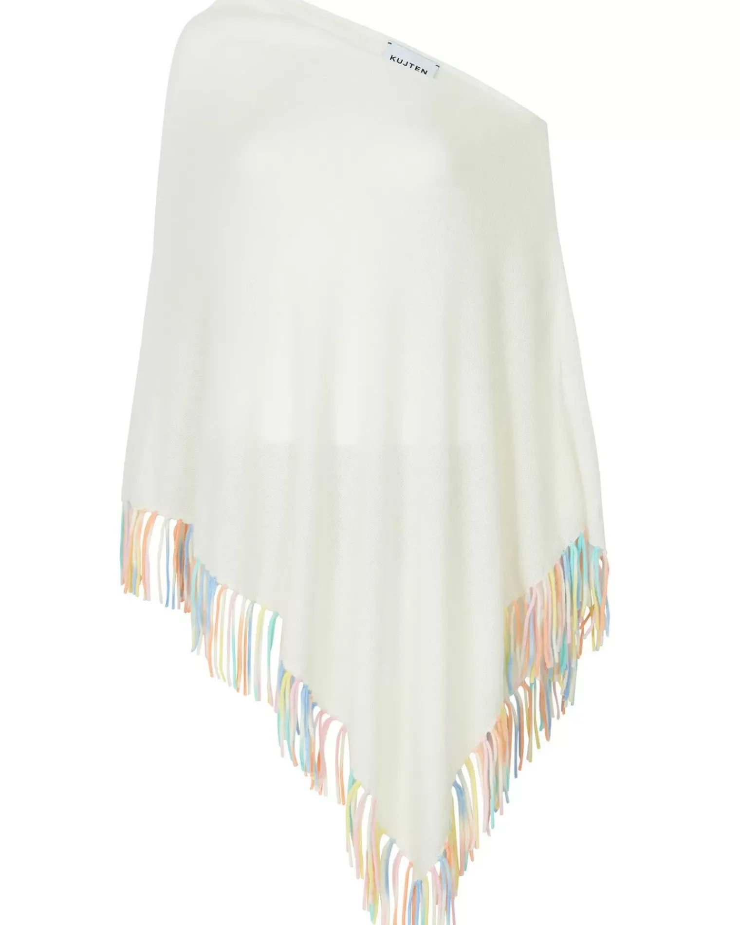 Kujten Capes & Ponchos>Fringed Cashmere Poncho Blanc