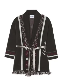 Kujten Jackets & Vests>Fringed Shawl Collar Cashmere Jacket, 4-Threads Marron