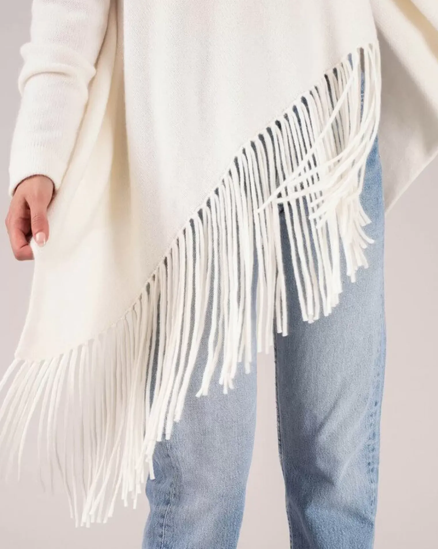 Kujten Jackets & Vests>Fringed Shawl Collar Cashmere Cardigan Blanc