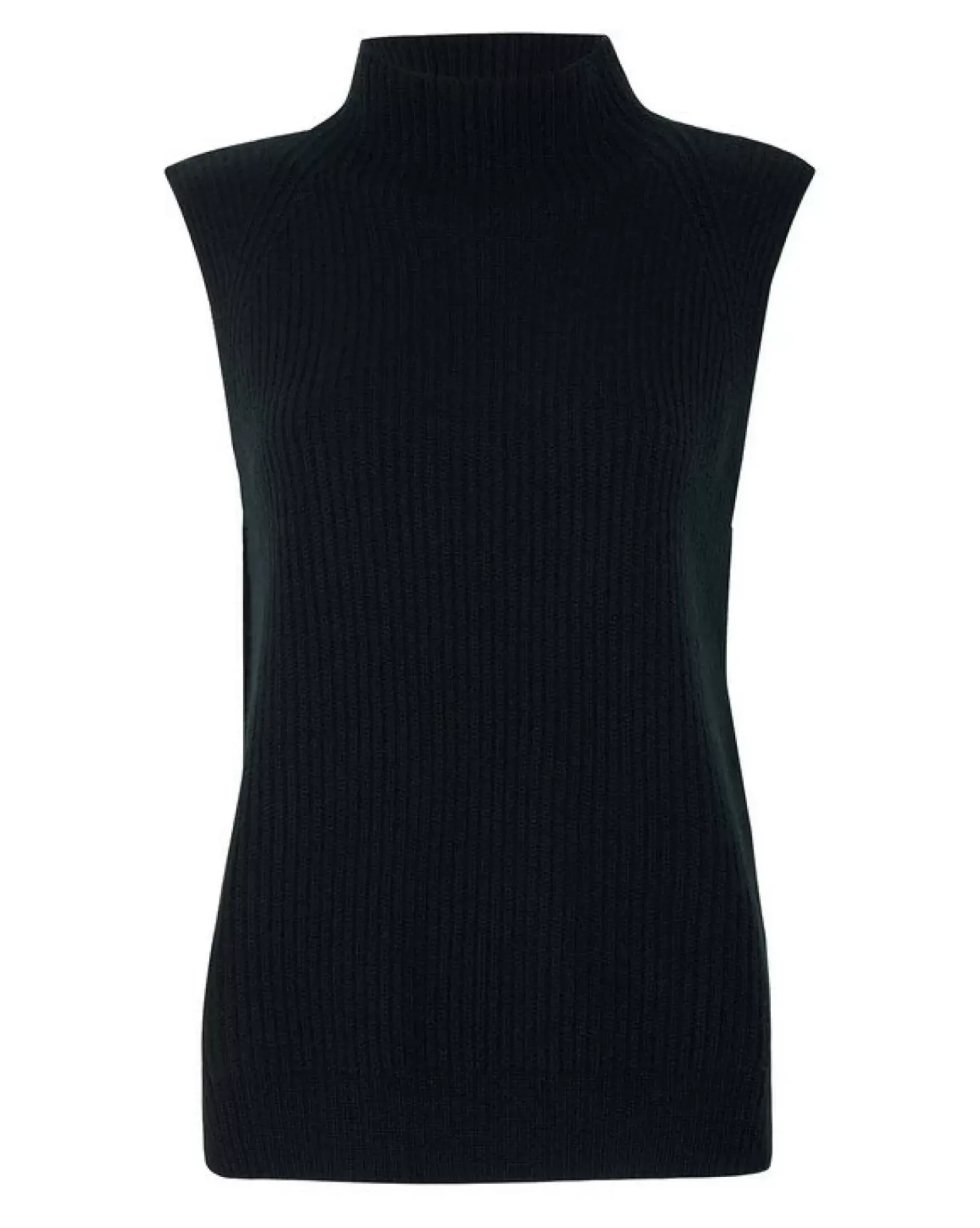 Kujten Sweaters & Sweatshirts>Funnel Neck Sleeveless Cashmere Sweater, 6-Threads Noir