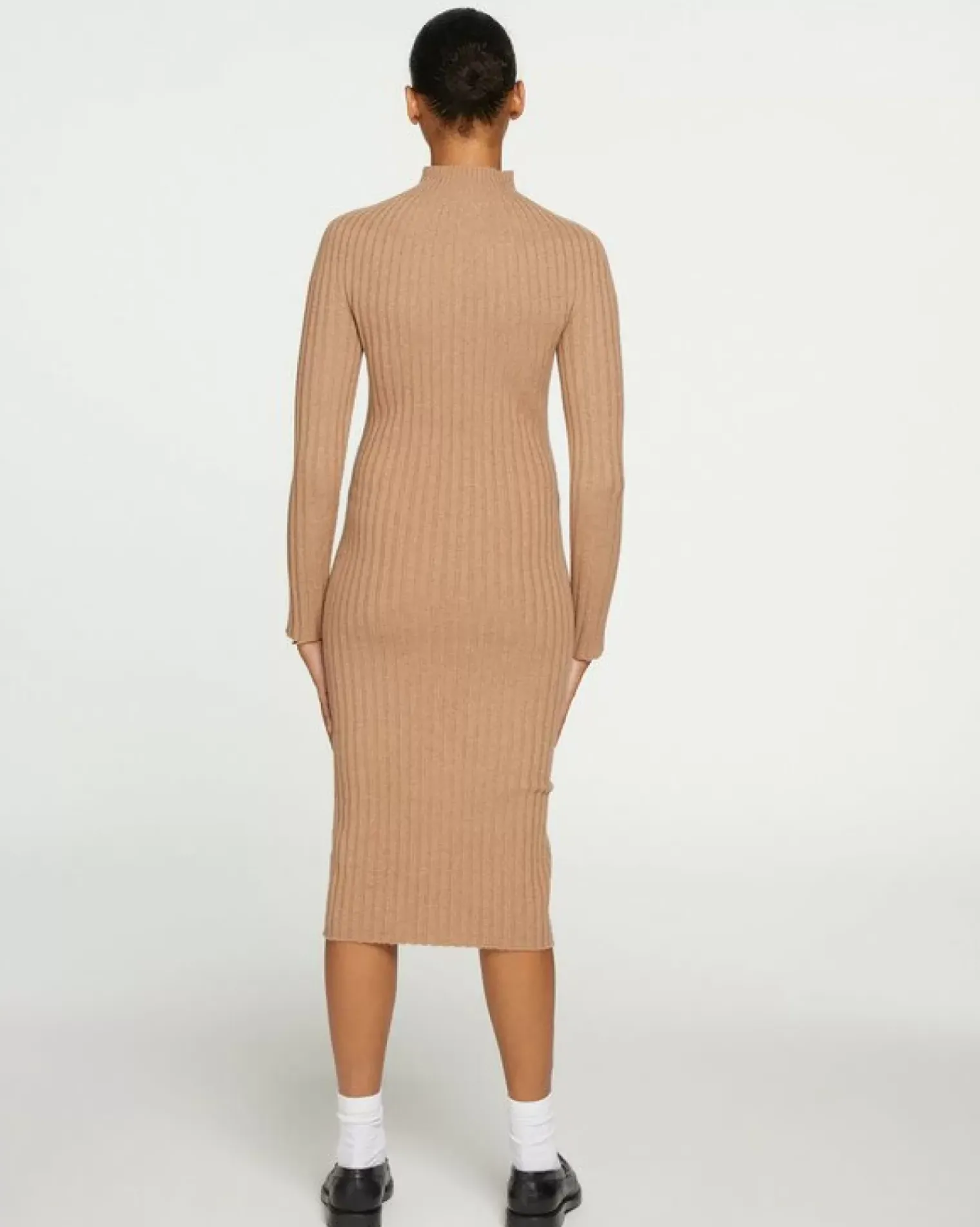 Kujten Dresses & Skirts>Funnel Neck Women Cashmere Long Dress Camelo