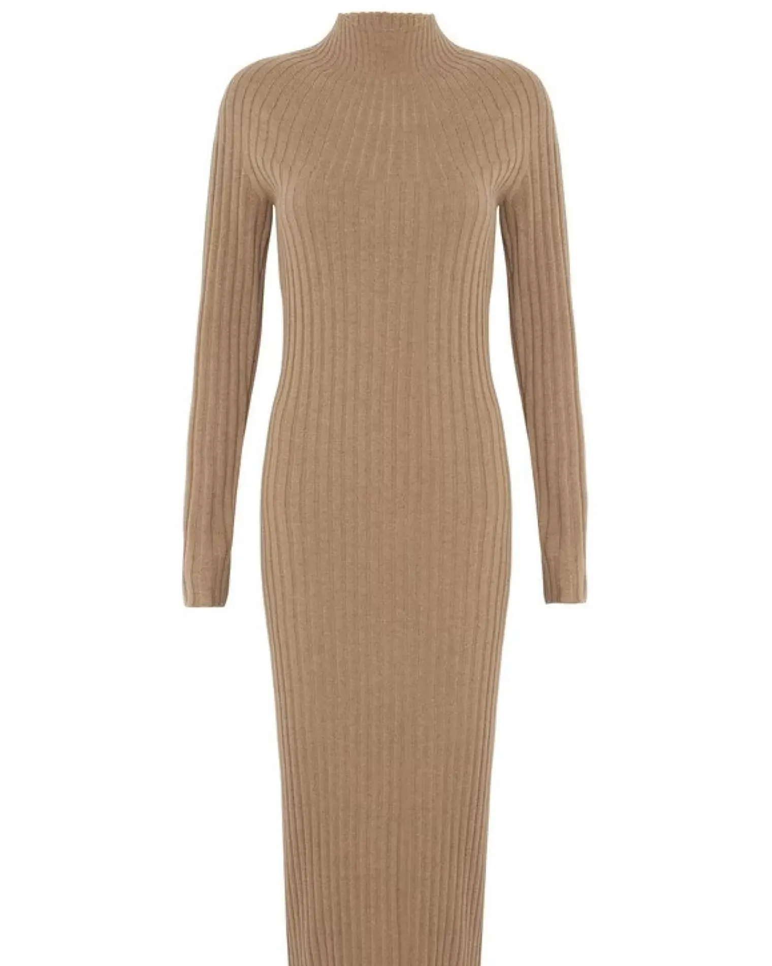 Kujten Dresses & Skirts>Funnel Neck Women Cashmere Long Dress Camelo