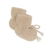 Kujten Baby>Garter Stitched Baby Cashmere Booties Beige Chine
