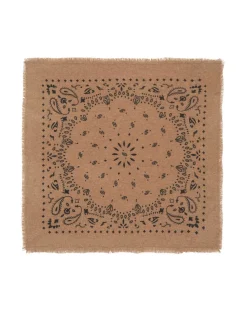 Kujten Bandanas>Grand Bandana Cachemire Imprime Camelo