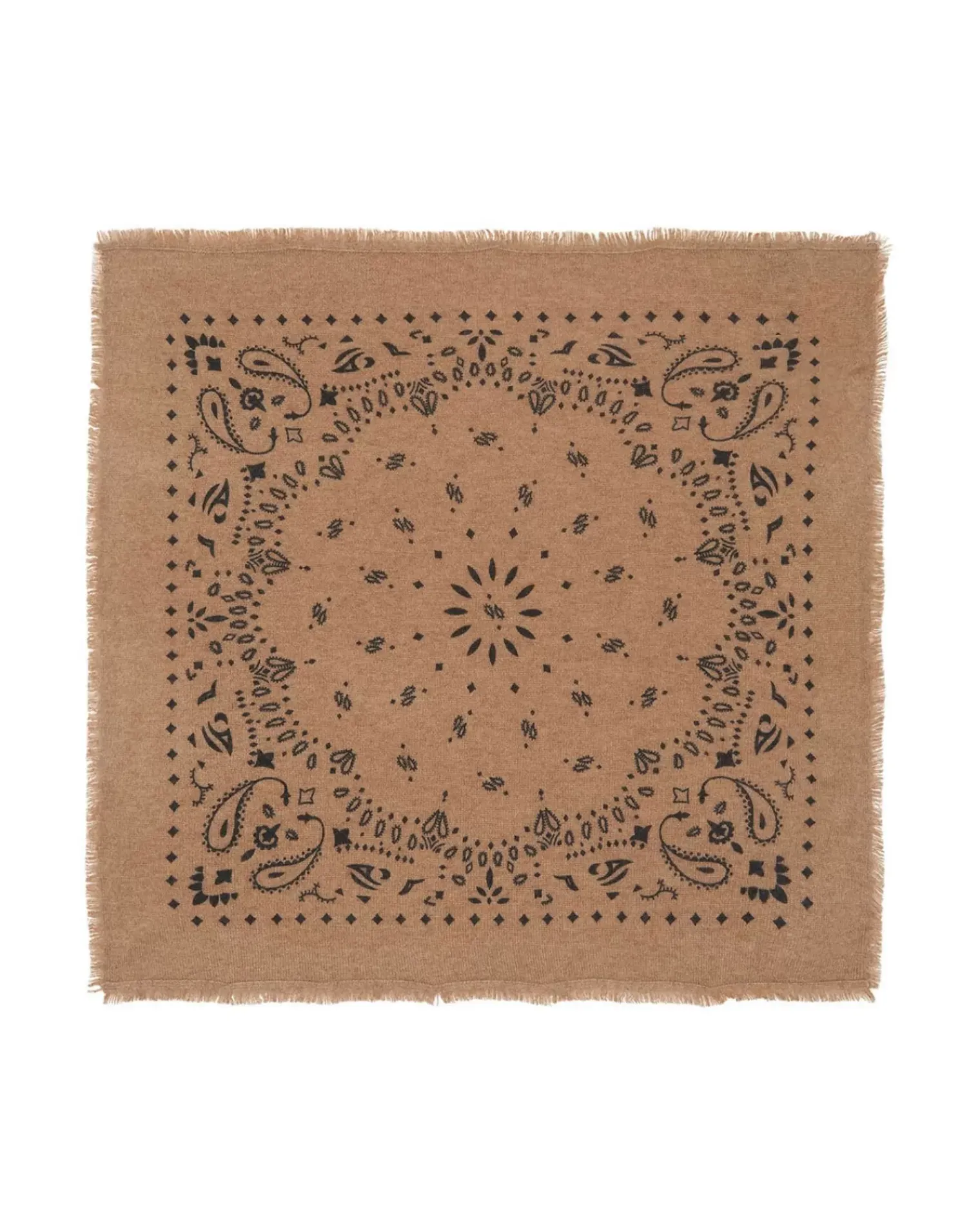Kujten Bandanas>Grand Bandana Cachemire Imprime Camelo