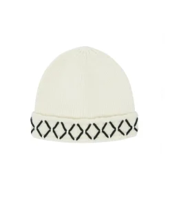 Kujten Hats & Headbands>Hand Embroidered Cashmere Beanie Blanc Vintage