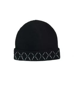 Kujten Hats & Headbands>Hand Embroidered Cashmere Beanie Noir