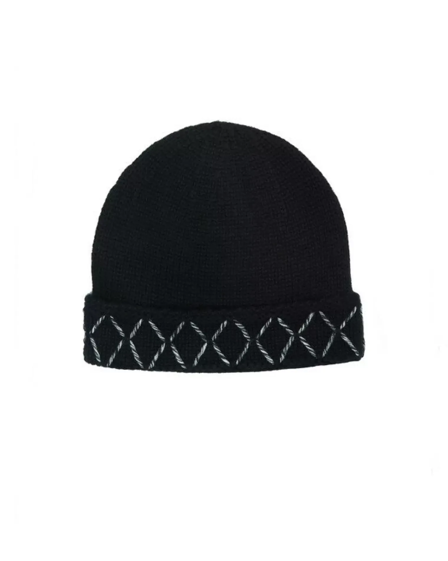 Kujten Hats & Headbands>Hand Embroidered Cashmere Beanie Noir