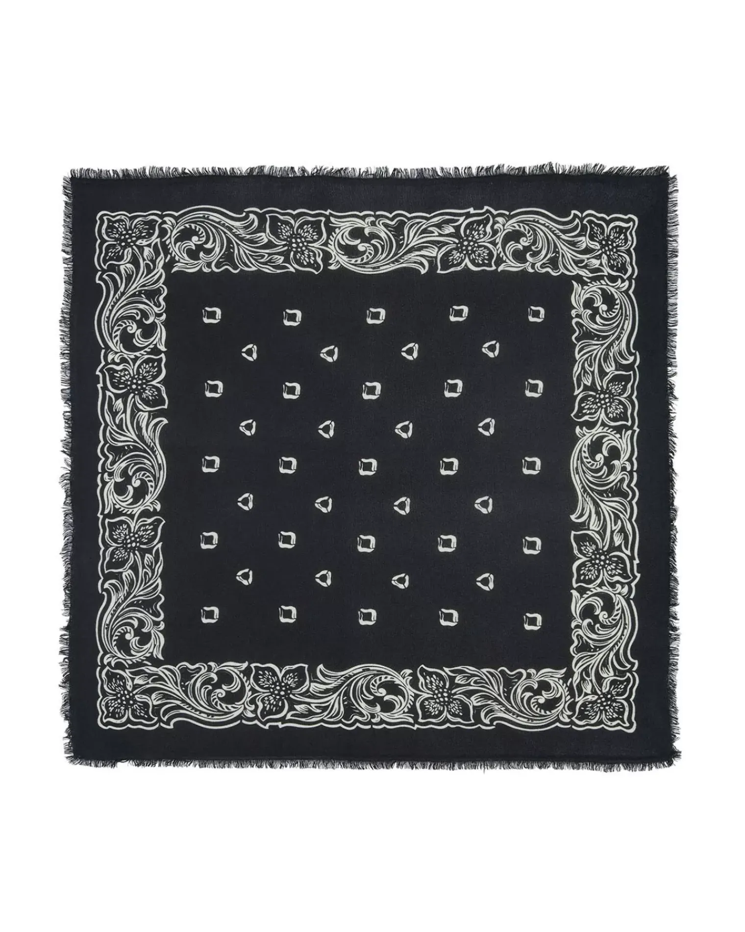 Kujten Scarves & Snoods>Hawaien Pattern Cashmere Bandana, 2-Threads Noir