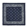 Kujten Scarves & Snoods>Hawaien Pattern Cashmere Bandana, 2-Threads Bleu Marine Fonce