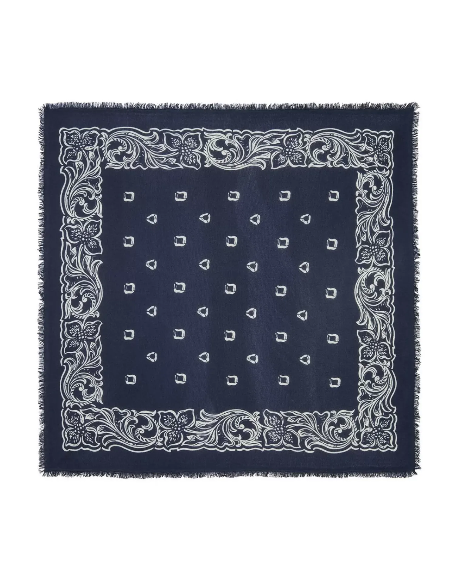 Kujten Scarves & Snoods>Hawaien Pattern Cashmere Bandana, 2-Threads Bleu Marine Fonce