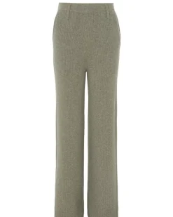 Kujten Pants & Shorts>High Waist Cashmere Pants Kaki Chine