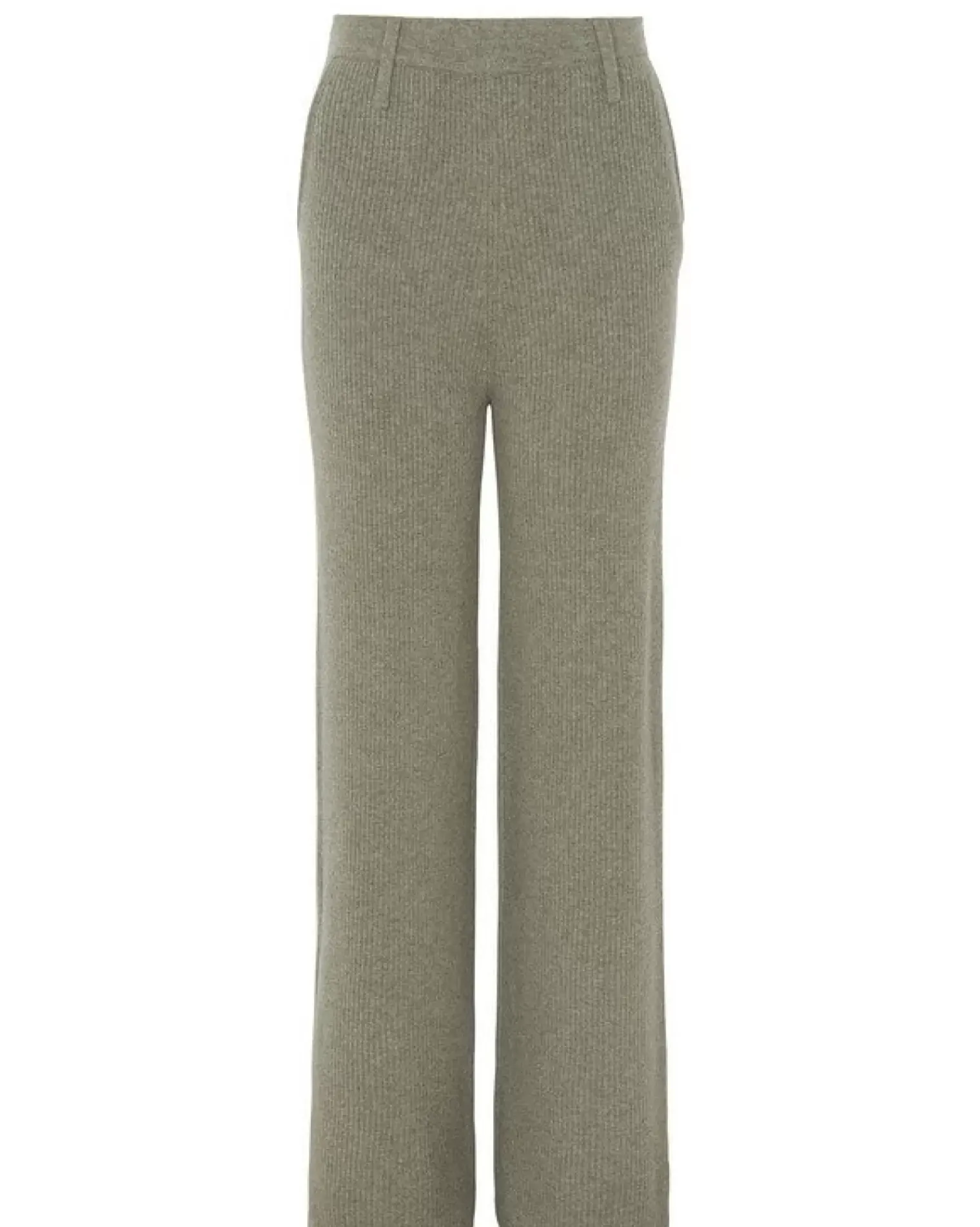 Kujten Pants & Shorts>High Waist Cashmere Pants Kaki Chine