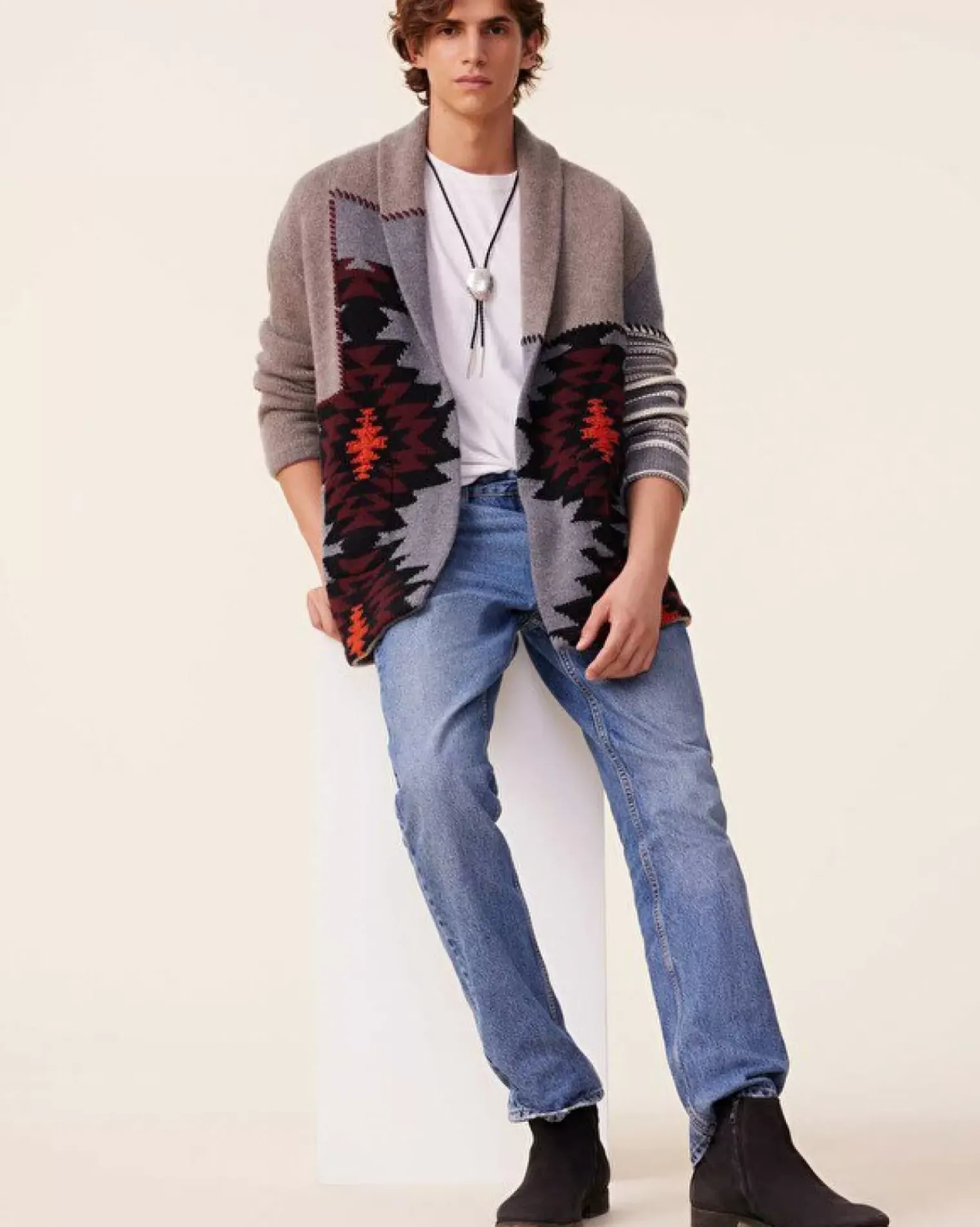 Kujten Jackets & Vests>Jacquard Cashmere Cardigan, 12-Threads Gris Granit