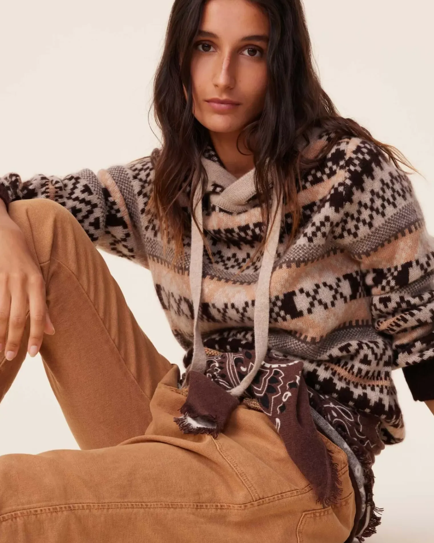 Kujten Hoodies>Jacquard Cashmere Hoodie, 4-Threads Organique
