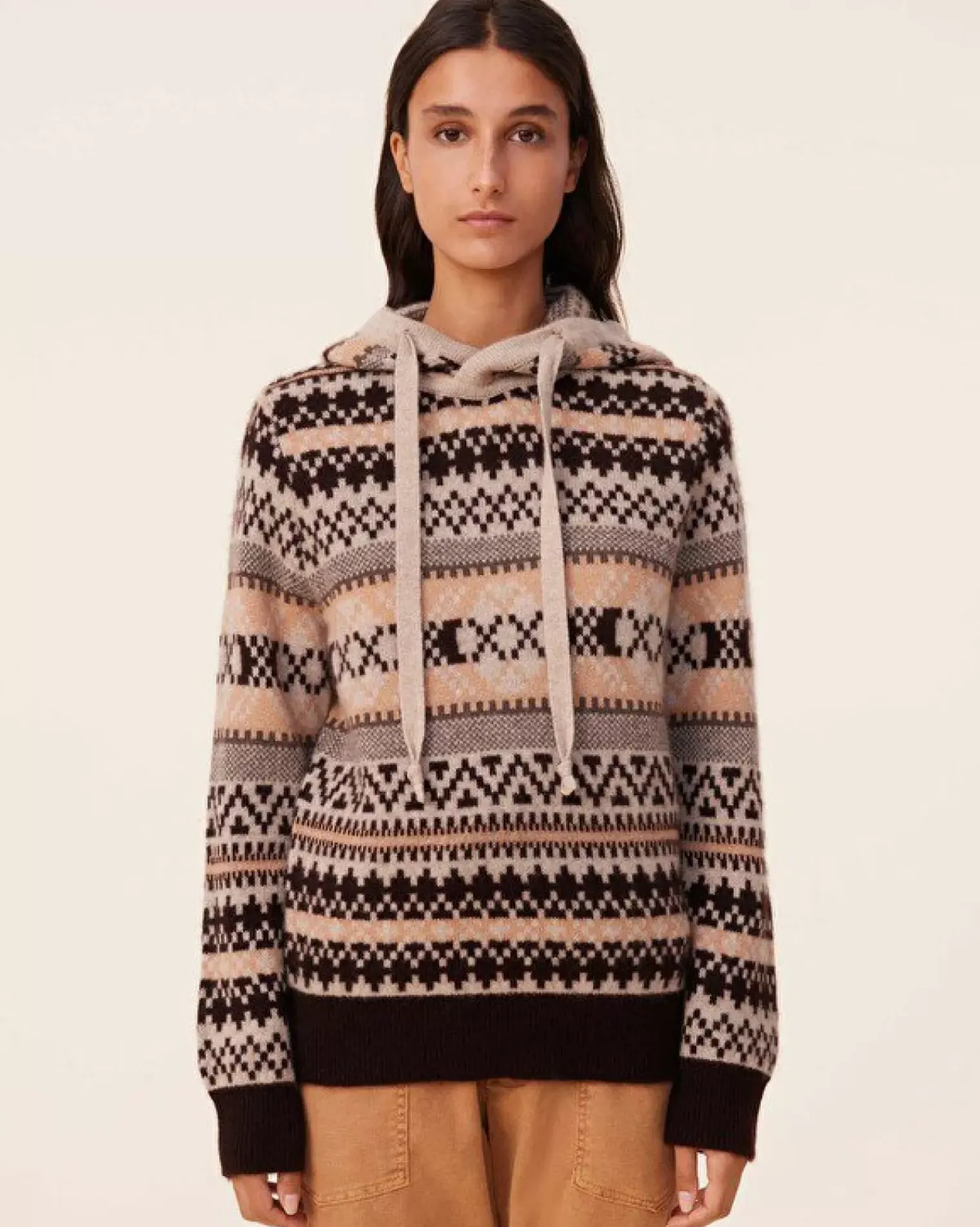 Kujten Hoodies>Jacquard Cashmere Hoodie, 4-Threads Organique