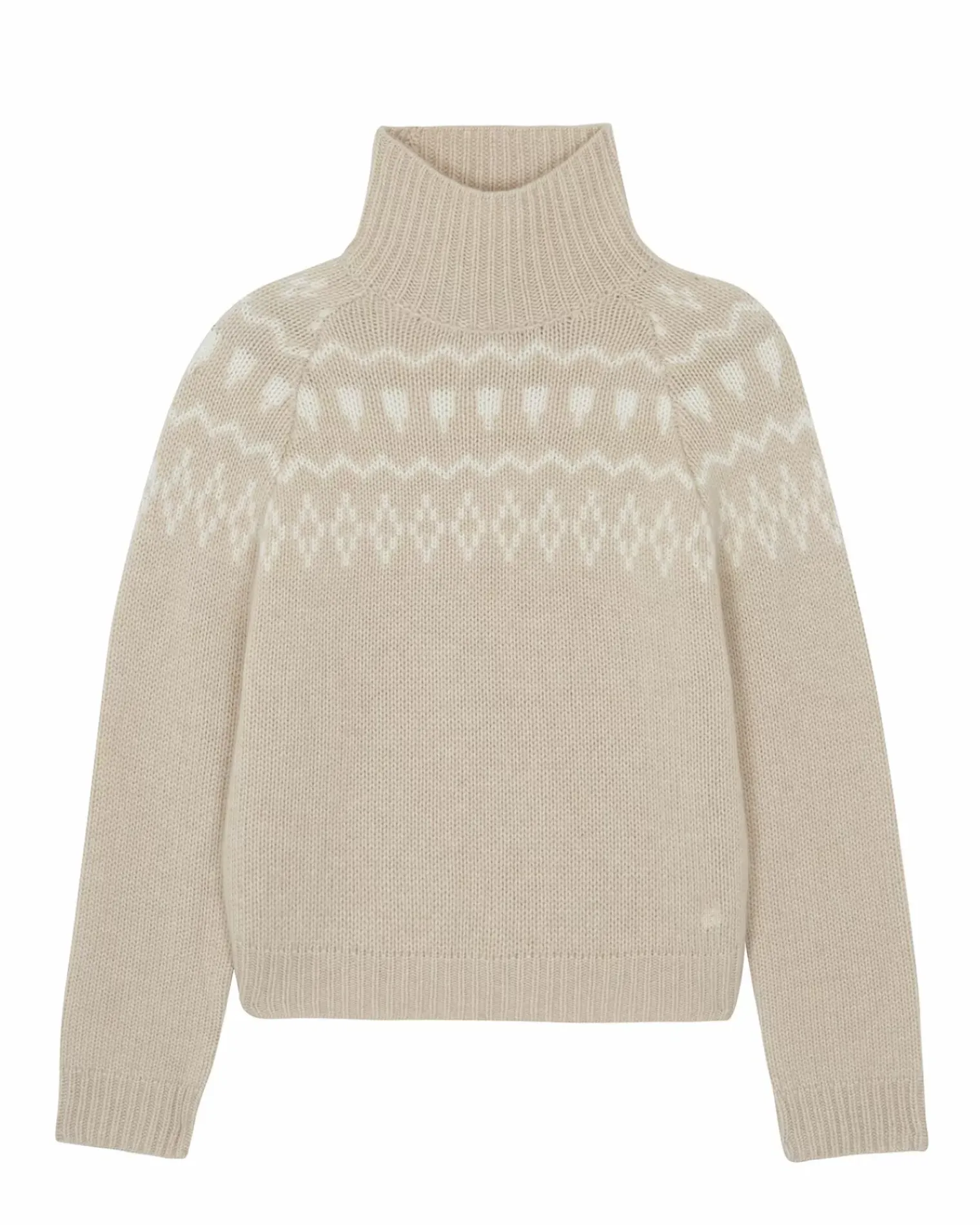 Kujten Sweaters & Sweatshirts>Jacquard Chimney Neck Cashmere Sweater, 4-Threads Organique