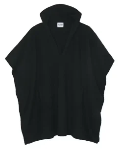 Kujten Capes & Ponchos>Jacquard Hooded Cashmere Poncho, 4-Threads Noir