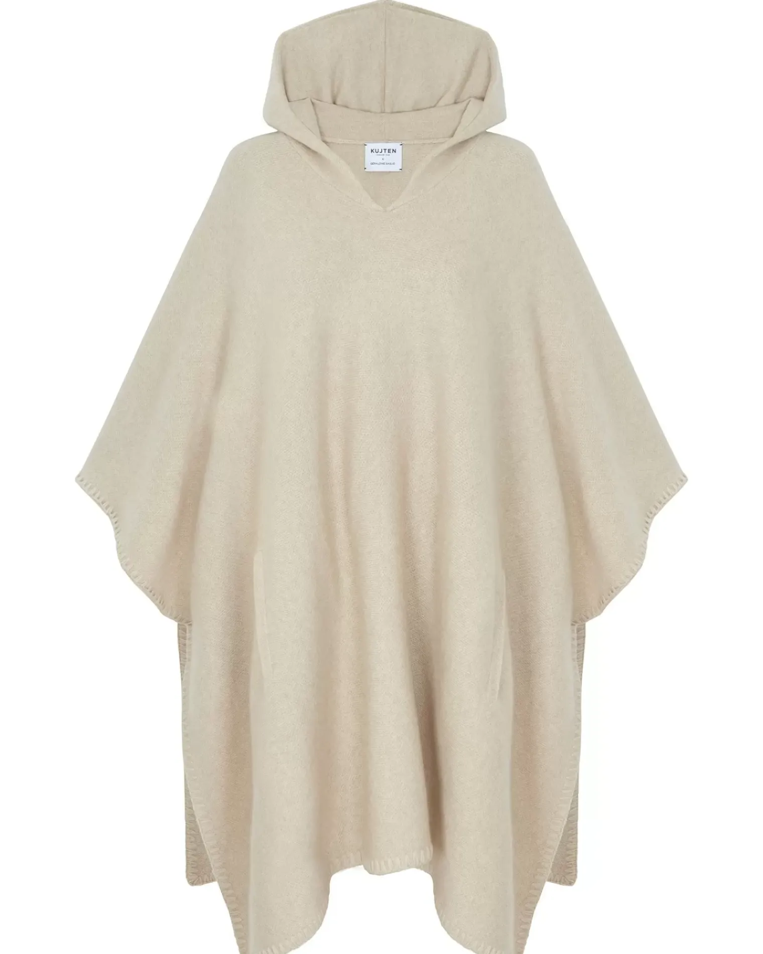 Kujten Capes & Ponchos>Jacquard Hooded Cashmere Poncho, 4-Threads Organique