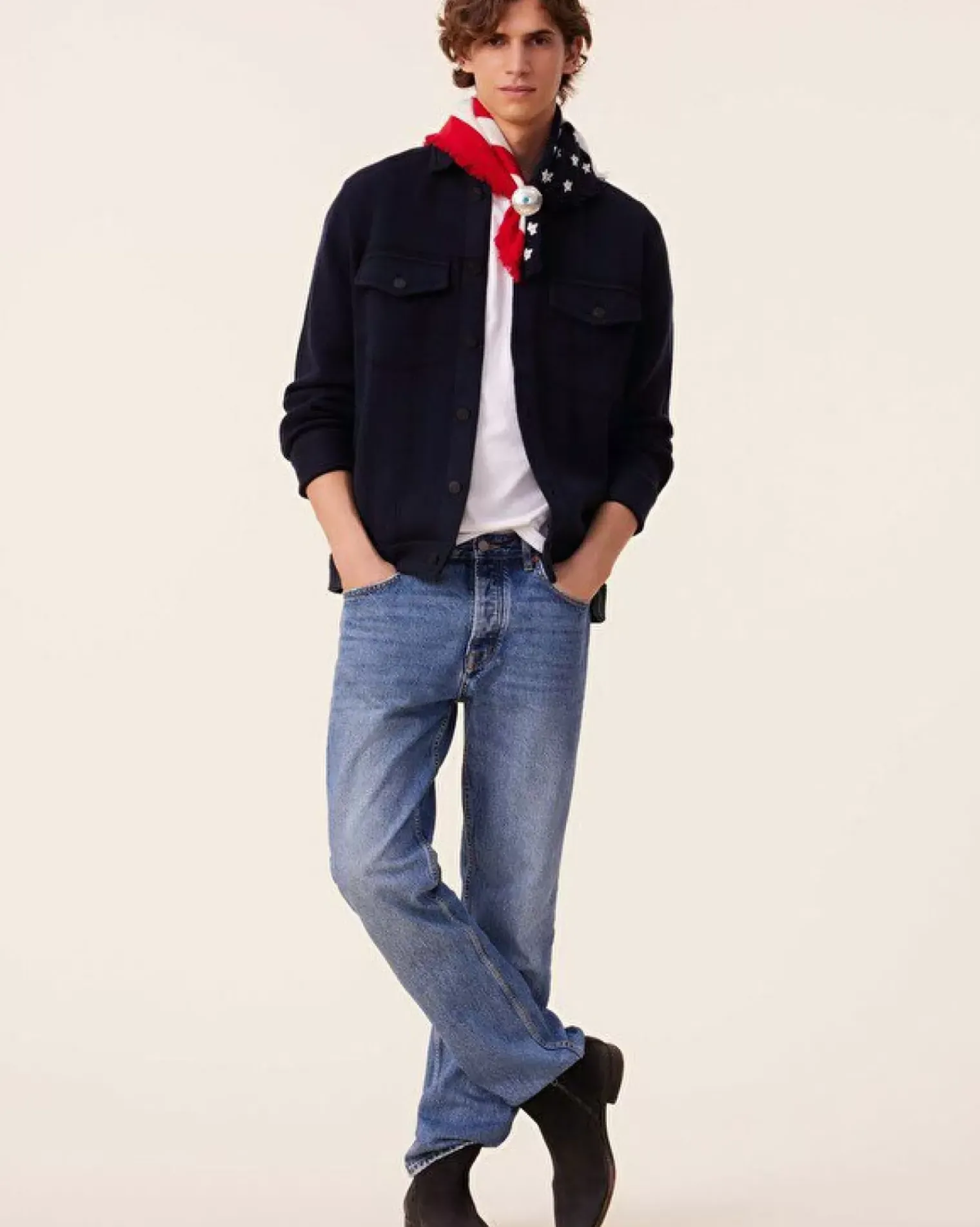 Kujten Jackets & Vests>Jacquard Men Cashmere Jacket, 4-Threads Bleu Marine Fonce