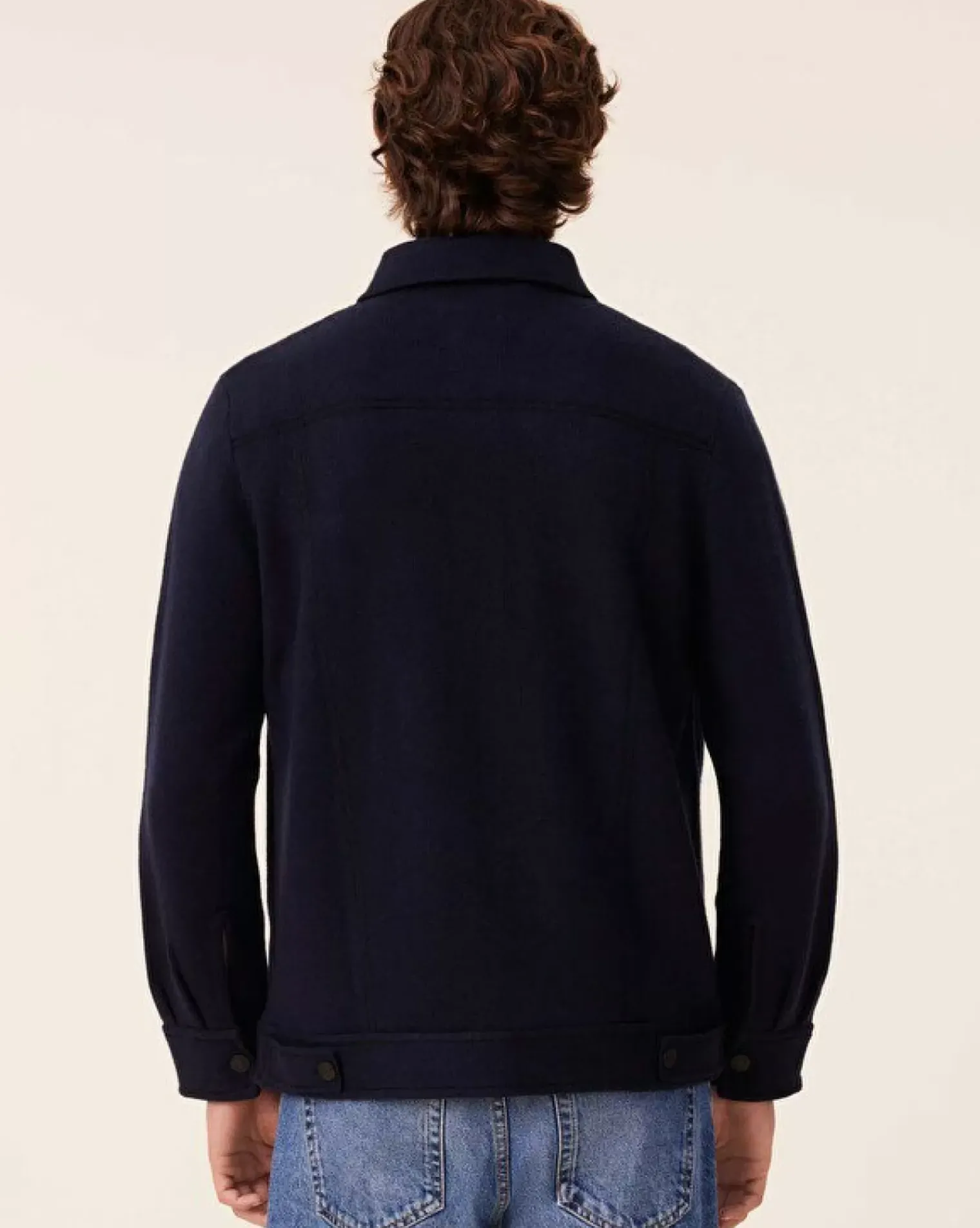 Kujten Jackets & Vests>Jacquard Men Cashmere Jacket, 4-Threads Bleu Marine Fonce