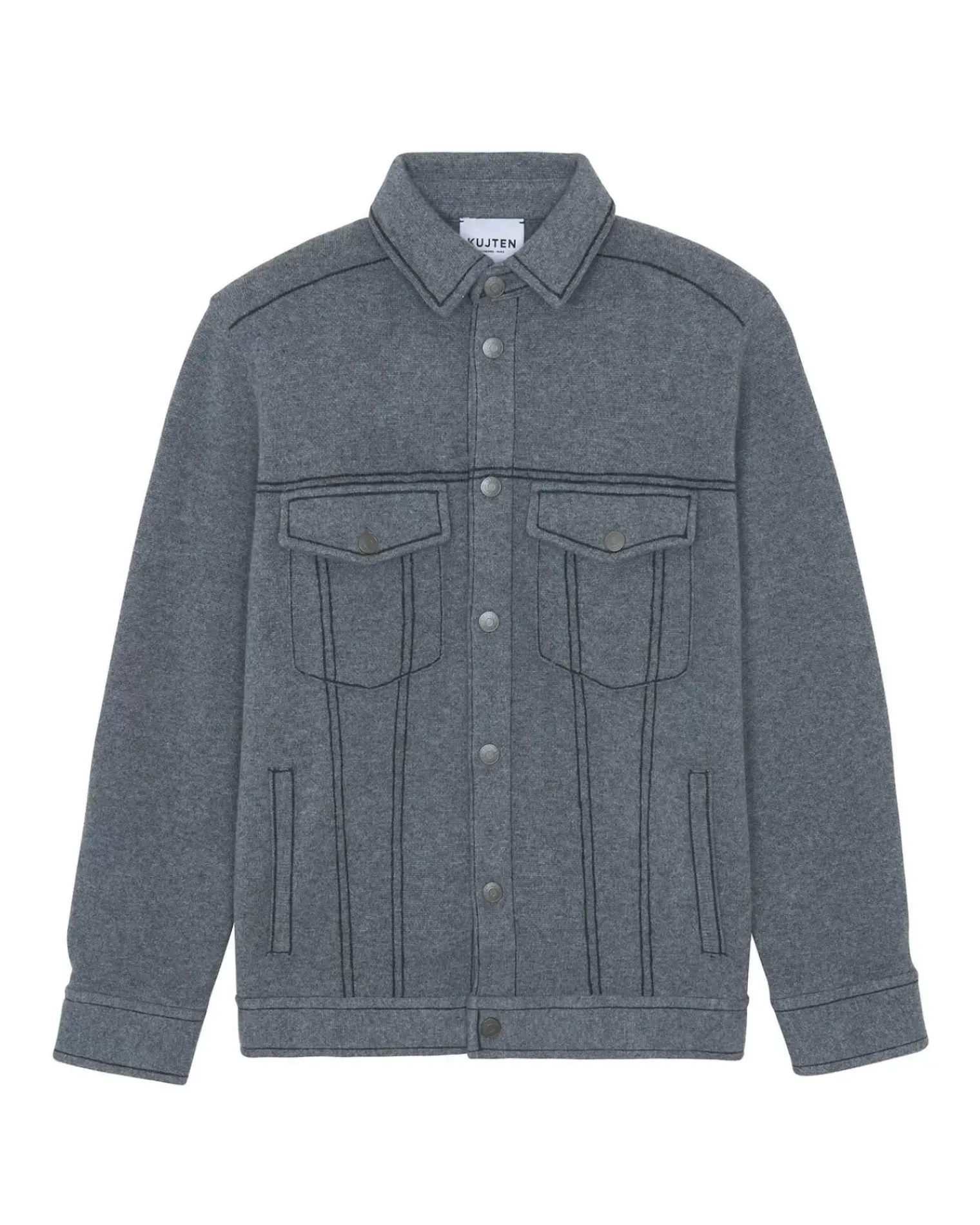 Kujten Jackets & Vests>Jacquard Men Cashmere Jacket, 4-Threads Gris Flanelle