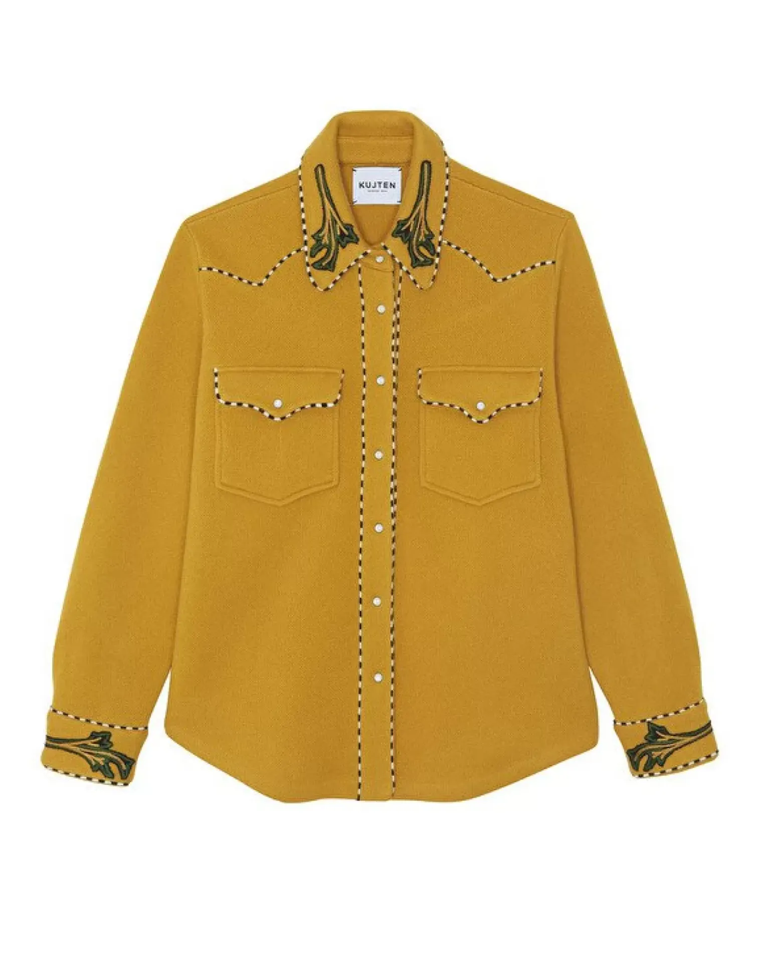 Kujten Jackets & Vests>Jacquard Oversize Cashmere Over-Shirt, 4-Threads Jaune Safran