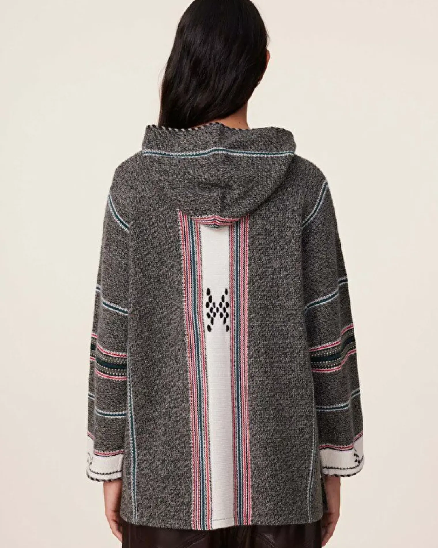 Kujten Hoodies>Jacquard Oversized Cashmere Hoodie, 6-Threads Kaki Chine