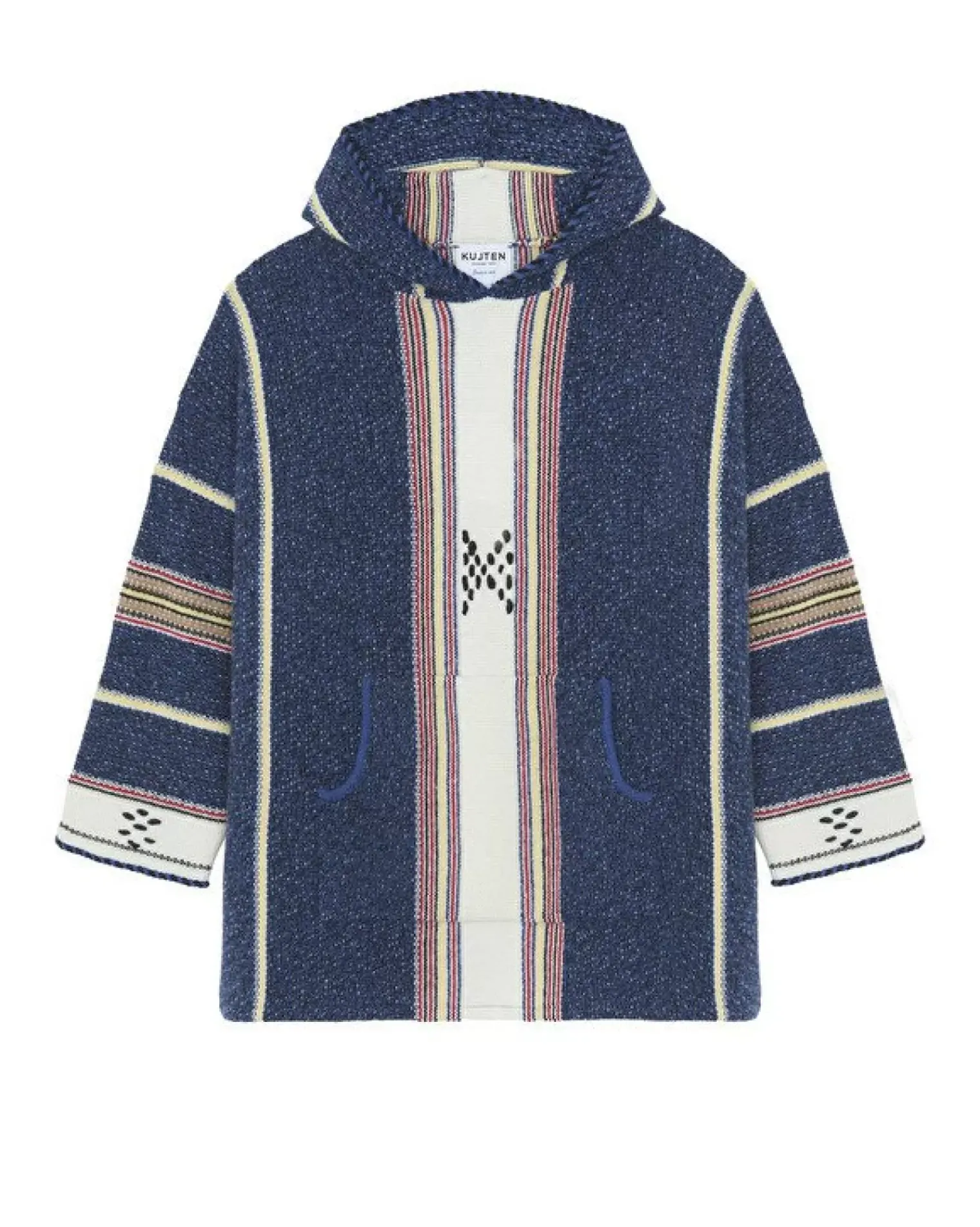 Kujten Hoodies>Jacquard Oversized Cashmere Hoodie, 6-Threads Bleu Indigo