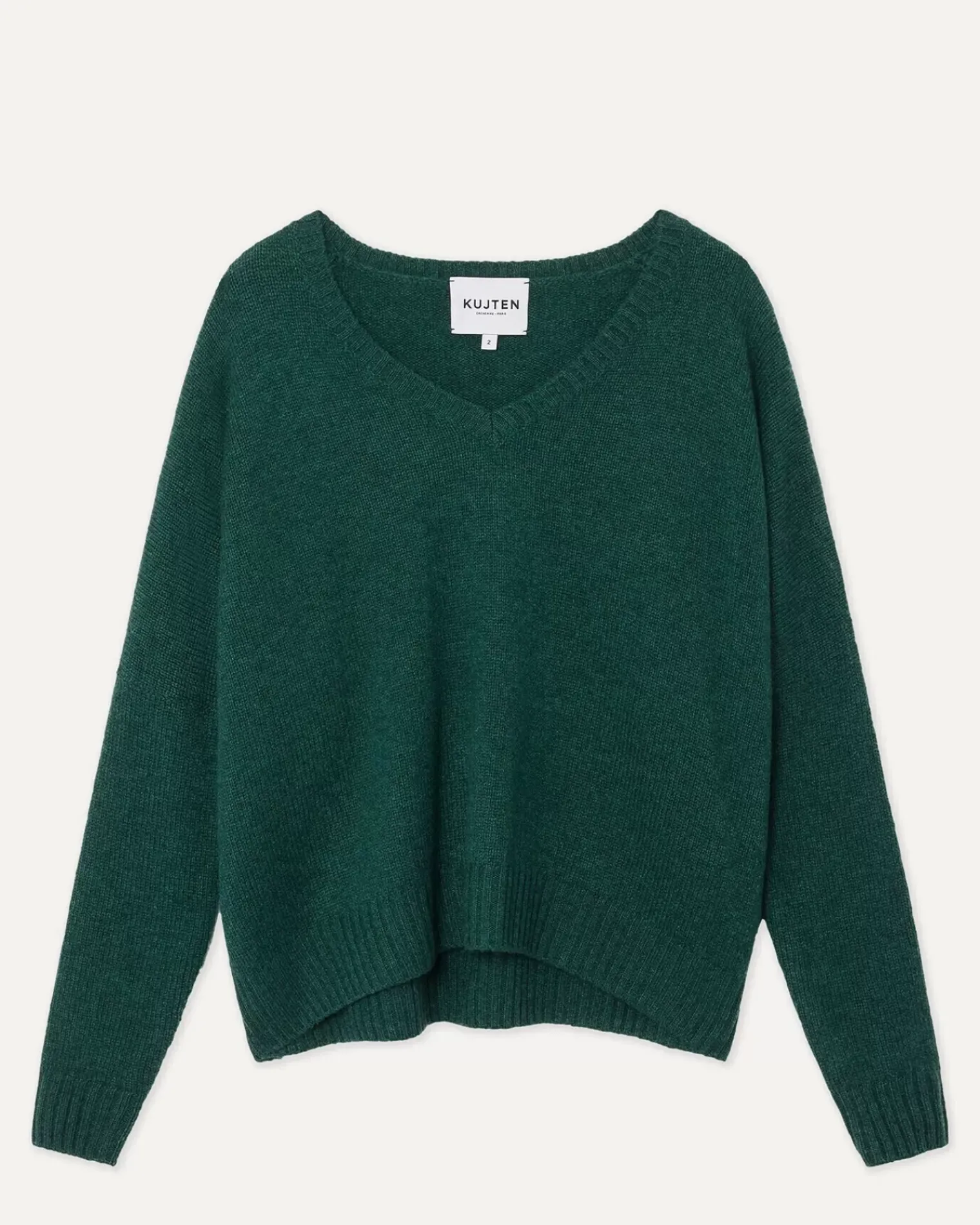 Kujten Sweaters & Sweatshirts>Jersey Oversize V-Neck Cashmere Sweater Vert Bouteille