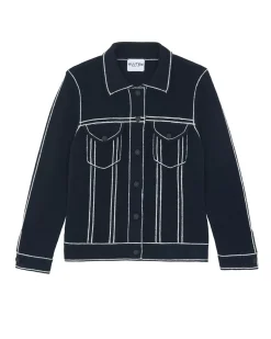 Kujten Jackets & Vests>Kids Long Sleeves Cashmere Jacket, 4-Threads Bleu Marine Fonce