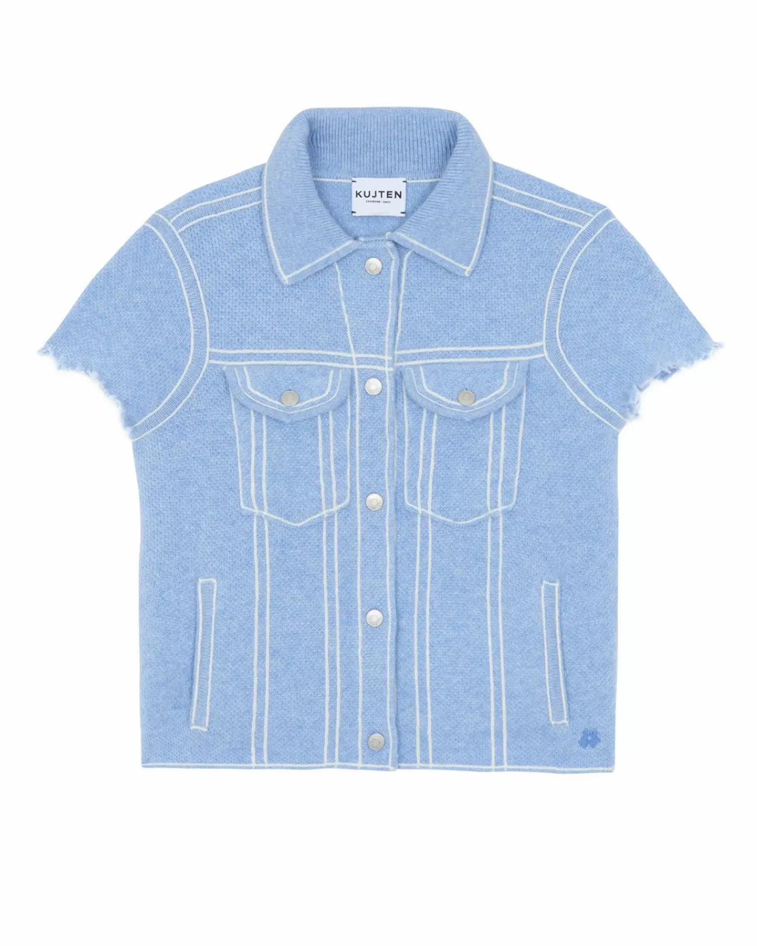 Kujten Jackets & Vests>Kids Short Sleeves Cashmere Jacket, 4-Threads Bleu Jeans
