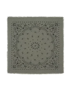Kujten Scarves & Snoods>Large Cashmere Bandana, 2-Threads Kaki Chine