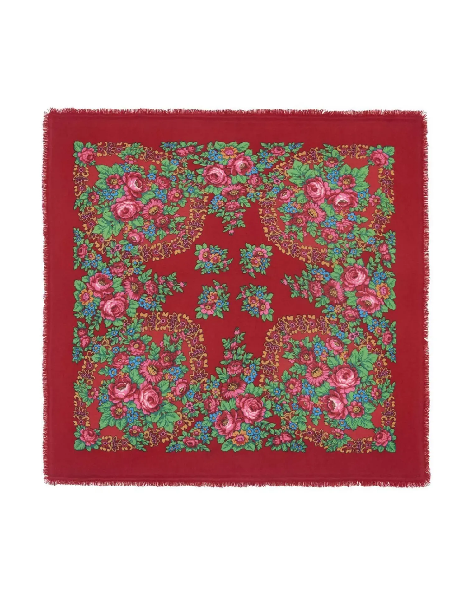Kujten Scarves & Snoods>Large Cashmere Bandana, 2-Threads Rouge