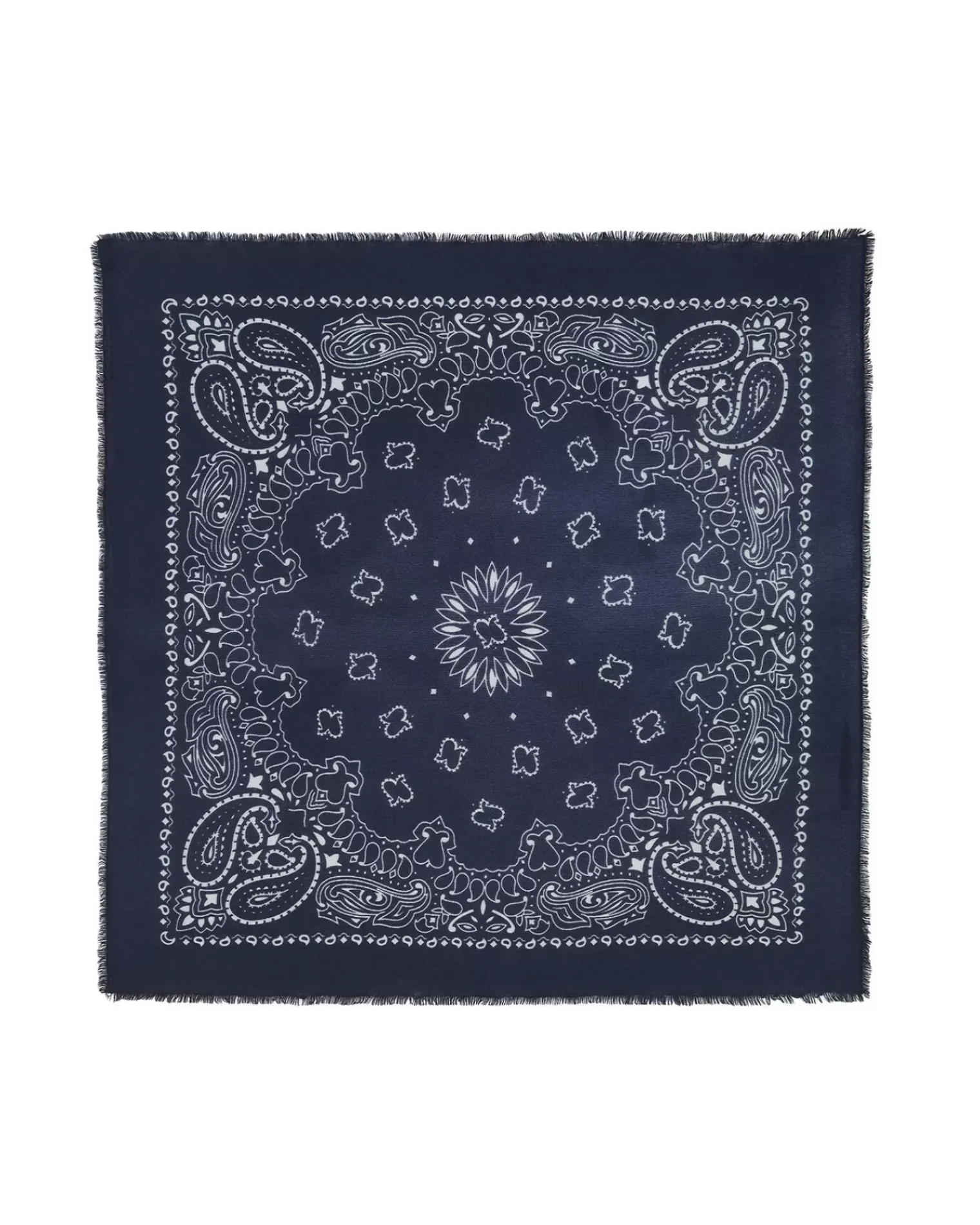 Kujten Scarves & Snoods>Large Cashmere Bandana, 2-Threads Bleu Marine Fonce