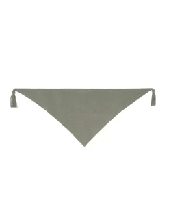 Kujten Scarves & Snoods>Large Cashmere Bandana With Pompoms Kaki Chine