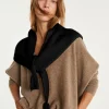 Kujten Scarves & Snoods>Large Cashmere Bandana With Pompoms Noir