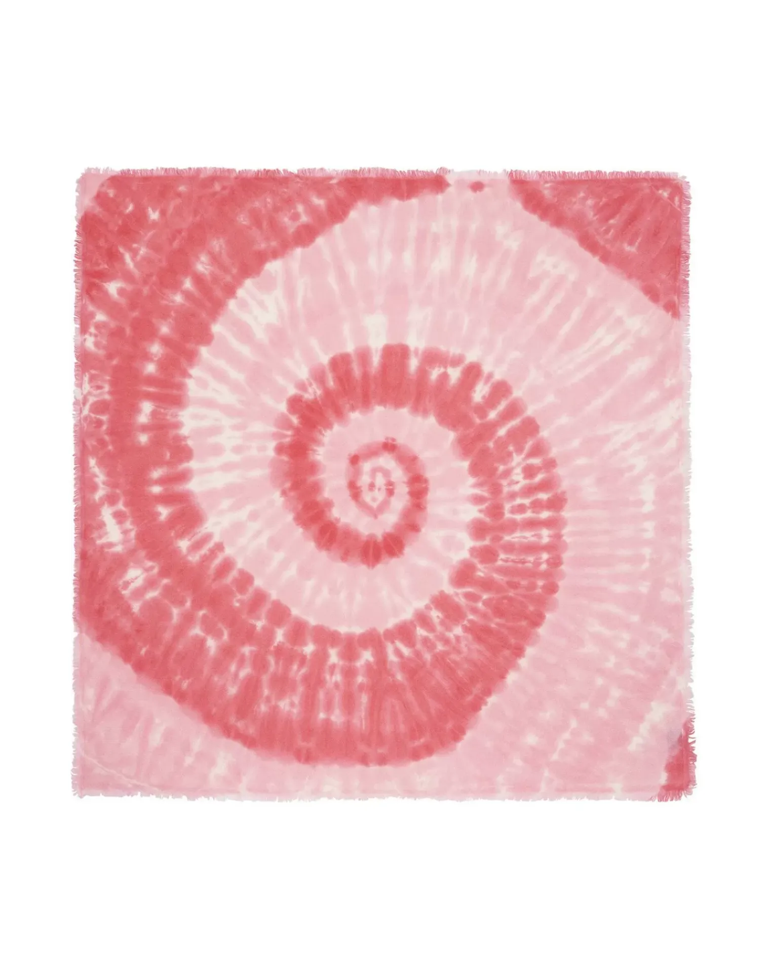 Kujten Bandanas>Large Printed Cashmere Bandana Rose Fluo