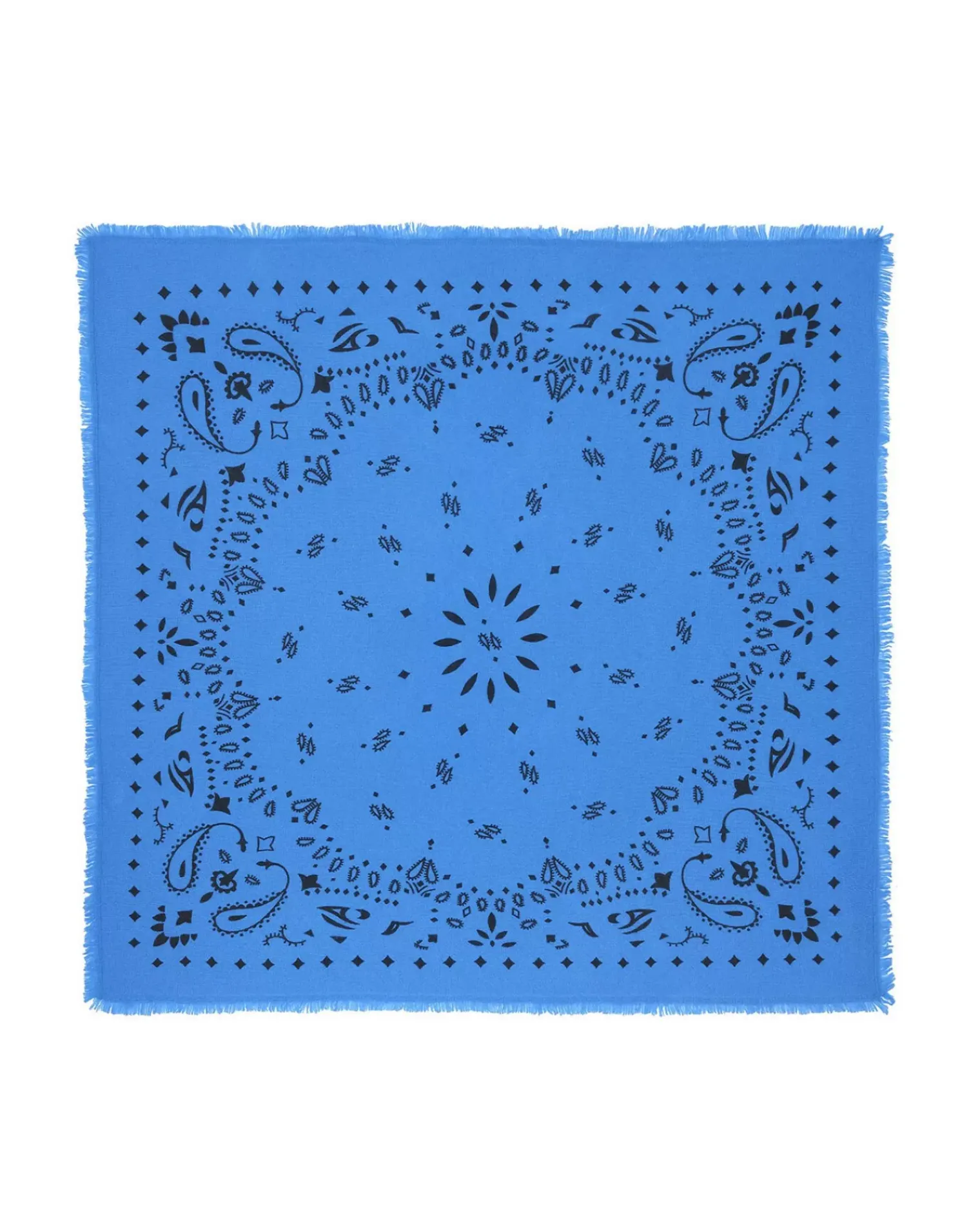 Kujten Bandanas>Large Printed Cashmere Bandana Bleu Kabalos
