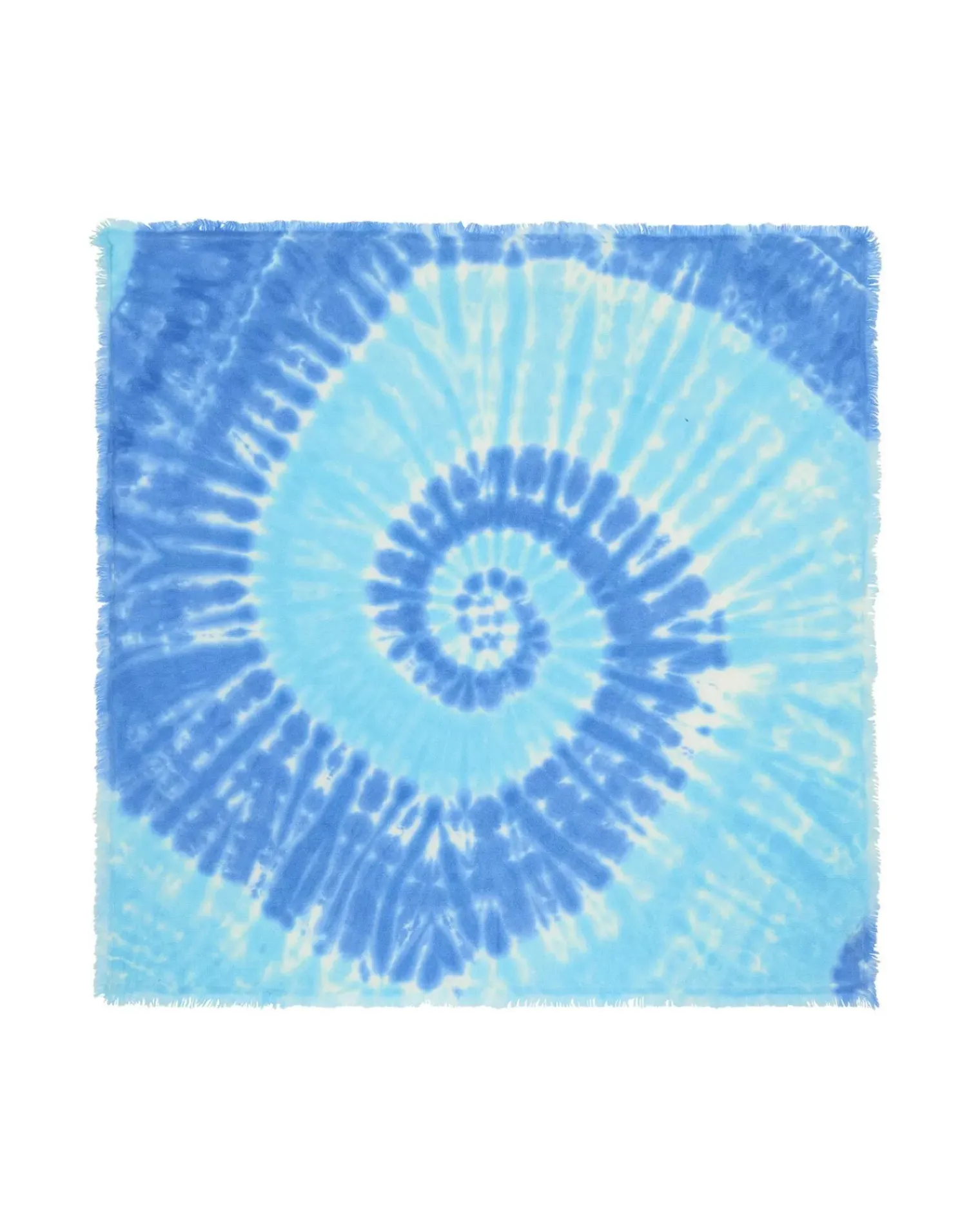 Kujten Bandanas>Large Printed Cashmere Bandana Jeans Clair