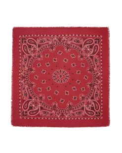 Kujten Bandanas>Large Printed Cashmere Bandana, 2-Threads Rouge
