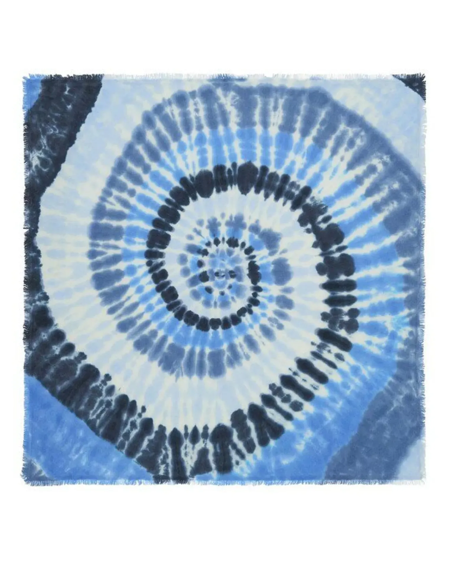 Kujten Bandanas>Large Printed Cashmere Bandana Bleu Indigo