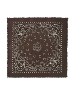 Kujten Scarves & Snoods>Large Printed Cashmere Bandana, 2-Threads Chataigne