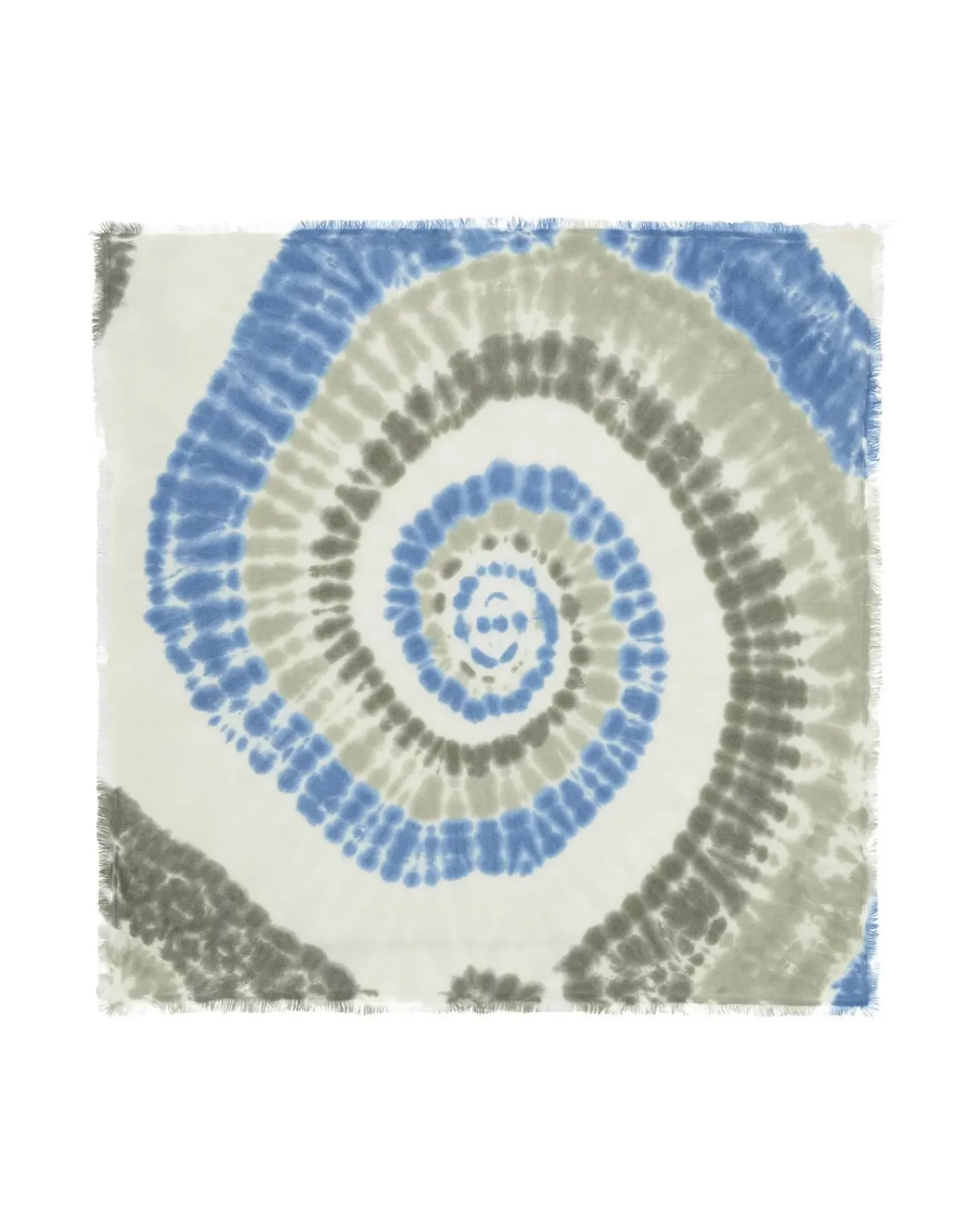 Kujten Bandanas>Large Printed Cashmere Bandana Bleu Jeans