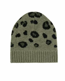 Kujten Hats & Headbands>Leopard Cashmere Beanie Kaki Chine