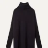 Kujten Capes & Ponchos>Lined Turtleneck Woman Cashmere Tunic Bleu Marine Fonce